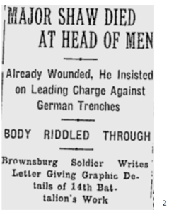 Wounded officer leading charge against German trenches
