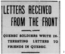 Letter from the front, Canadian soldier in 1915