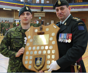 Private De Lutis being presented his award by the CO RMR, LCol Paul Langlais, MSC, CD - 03 May 2015