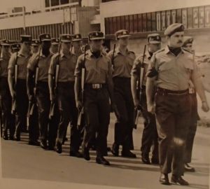 RMR leading 1972 Dieppe memorial parade wearing workdress and ascots